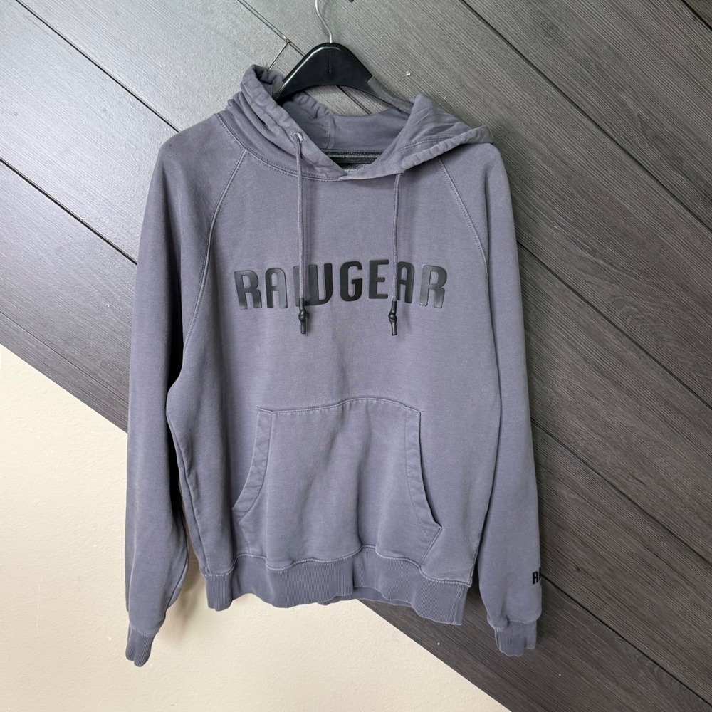 RawGear Men's Pullover Hoodie Gray Logo Small Streetwear Casual Grunge